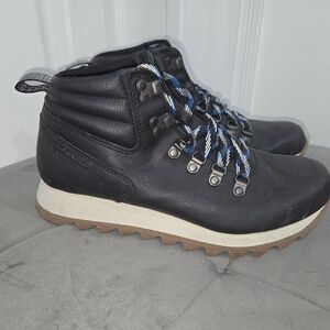 Merrell Black Leather Boots with Blue Laces
